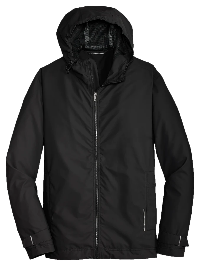 Rain slicker, black.