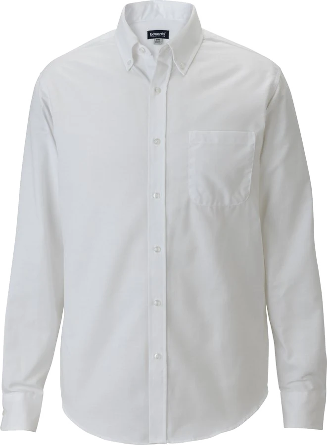 Long-sleeve Oxford, white.
